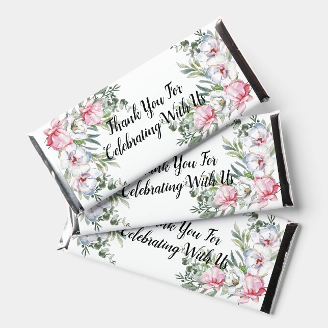 Magnolia Blush Pink White Florals Candy Wrapper Hershey Bar Favors (Creator Uploaded)