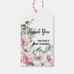 Magnolia Blush Pink White Thank You Gift Tags