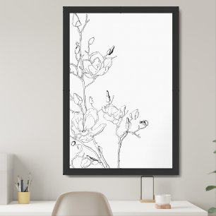 Magnolia Botanical Line Art Framed Art