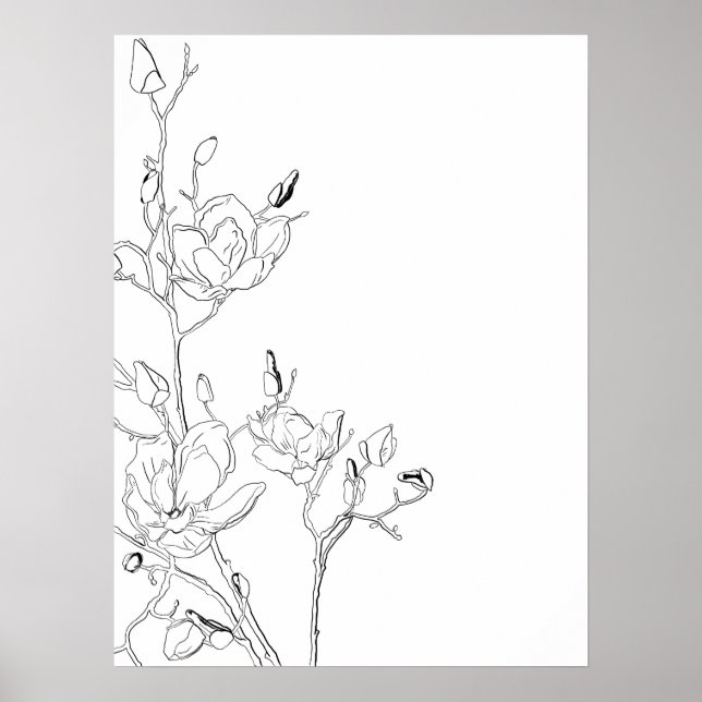 Magnolia Botanical Line Art Poster (Front)