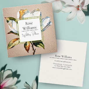 Magnolia Botanical Still Life Elegant Floral Square Business Card
