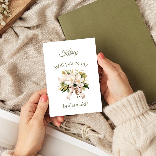 Magnolia Bouquet | Bridesmaid Proposal Card (Magnolia Bouquet Bridesmaid Proposal Card)
