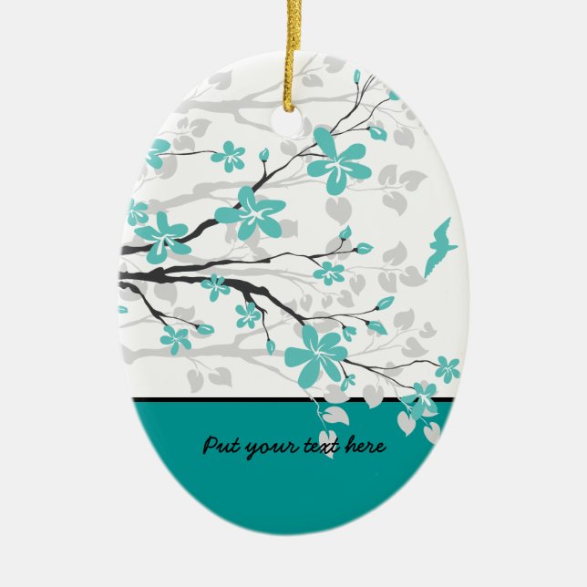 Magnolia branch and flowers custom ornament (Front)