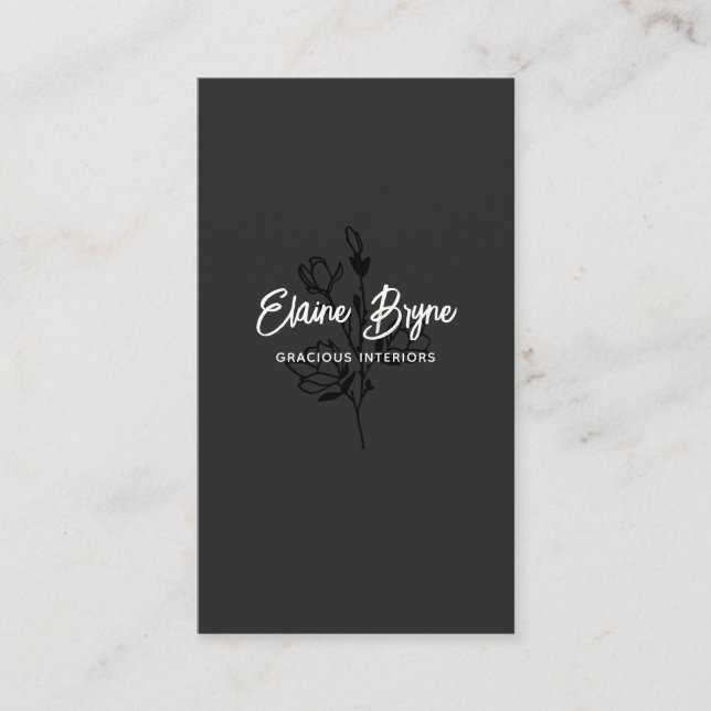 Magnolia Branch Black and White Floral  Business Card (Front)