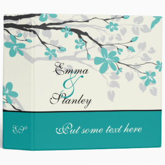 Magnolia branch turquoise wedding custom binder