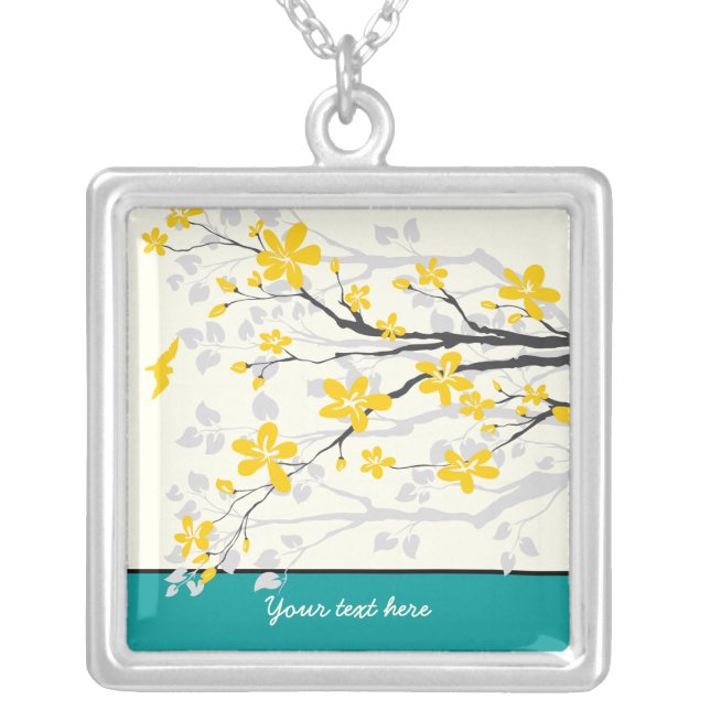 Magnolia branch with yellow flowers pendant (Front)