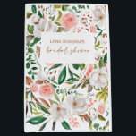Magnolia Bridal Shower Gift Favor Swag Bag L201<br><div class="desc">Our paper bridal shower gift bag features watercolor magnolia flower bouquets and hand lettering - a beautiful and elegant way to give favors to guests or bridesmaids at your bridal shower. This item is part of our Lana wedding collection L201,  please shop our store for coordinating items.</div>