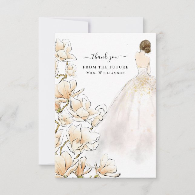 Magnolia Bride Future Mrs Thank You Card (Front)