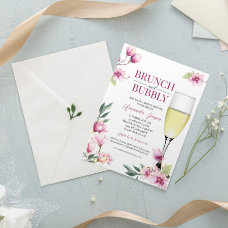 Magnolia Brunch And Bubbly Bridal Shower Invitation