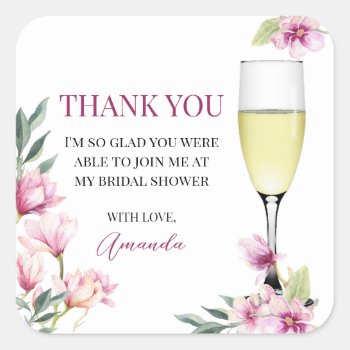 Magnolia Brunch And Bubbly Thank You Square Sticker by starstreamdesign at Zazzle