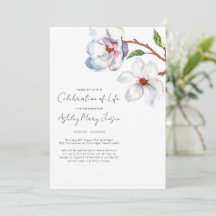 Magnolia Celebration of Life Funeral Invitation