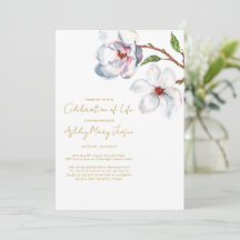 Magnolia Celebration of Life Funeral Invitation