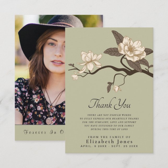 Magnolia Celebration of Life Thank You Card (Front/Back)