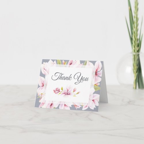 Magnolia Charm Watercolor Floral Thank You Card