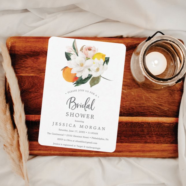 Magnolia Citrus Bridal Shower Invitation Card