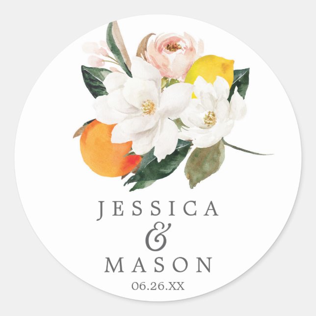 Magnolia Citrus Envelope Seals - Favor Stickers (Front)