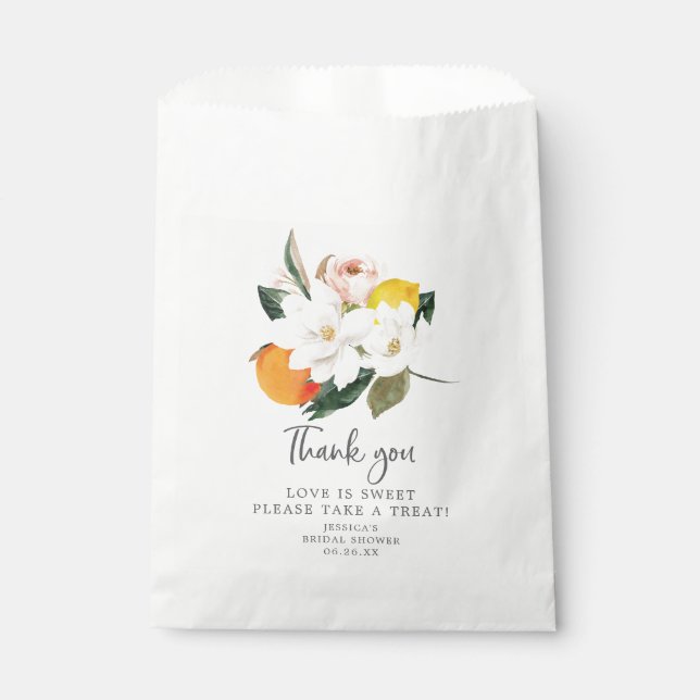 Magnolia Citrus Shower Favor Bag Love is Sweet (Front)