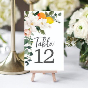 Magnolia Citrus Table Cards Wedding Table Numbers