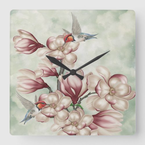 Magnolia Colibries Wall Clock