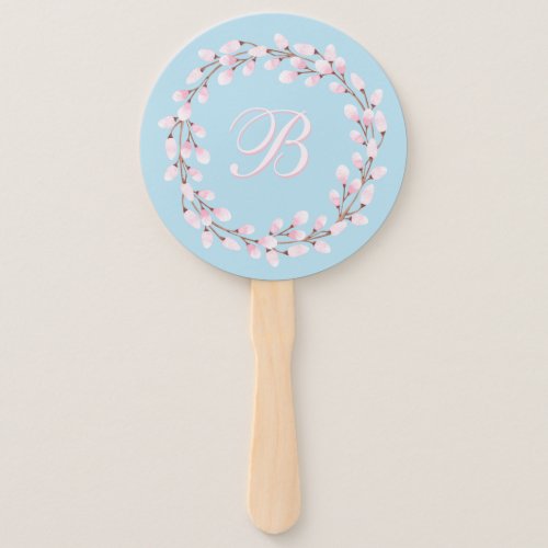 Magnolia Collection and Spun Sugar Blue Background Hand Fan