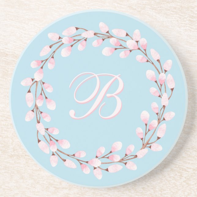 Magnolia Collection Spun Sugar Blue Background Coa Coaster (Front)