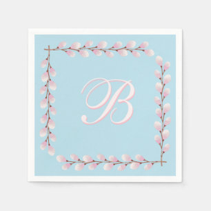 Magnolia Collection Spun Sugar Blue Background  Napkins