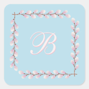 Magnolia Collection Spun Sugar Blue Background Square Sticker