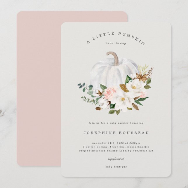 Magnolia Cotton Baby Shower Invitation (Front/Back)