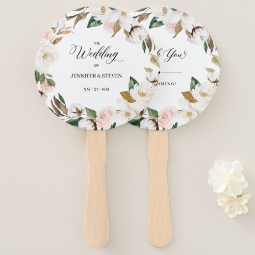 Magnolia Cotton  Floral Wedding Welcome Hand Fan