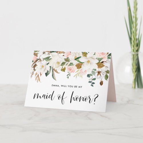 Magnolia Cotton Garland Be My Maid of Honor Card