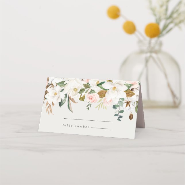 Magnolia Cotton Wedding Place Cards (Front)