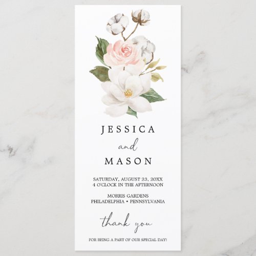 Magnolia Cotton Wedding Program