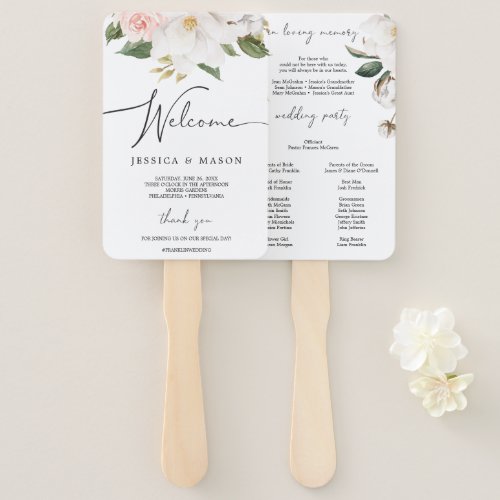 Magnolia Cotton Wedding Program Fan Loving Memory