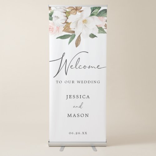 Magnolia Cotton Wedding Welcome Banner with Stand