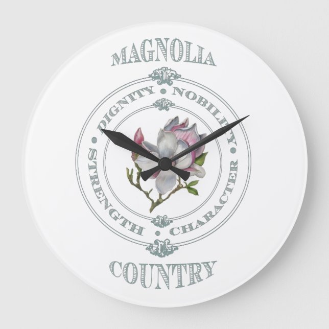 Magnolia Country Round Wall Clock (Front)