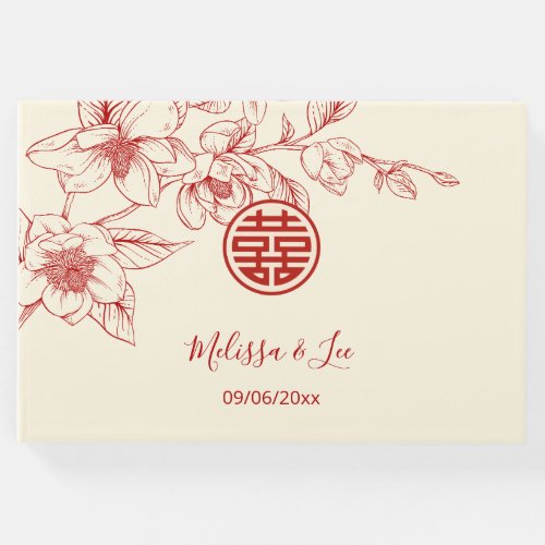 Magnolia Cream Chinese Wedding Guest Book