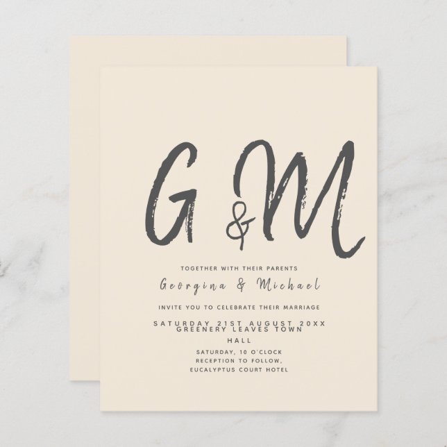 Magnolia Cream Modern Wedding Typography (Front/Back)