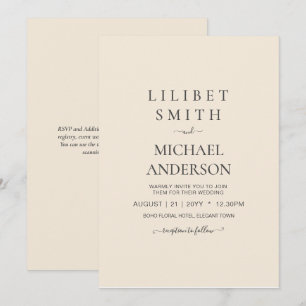 Magnolia Cream Modern Wedding Typography Invitation