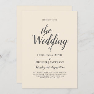 Magnolia Cream Modern Wedding Typography Invitation