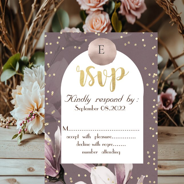 Magnolia Diamonds Monogram RSVP  Invitation (Creator Uploaded)