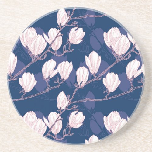 Magnolia Elegance Navy Spring Bloom Coaster
