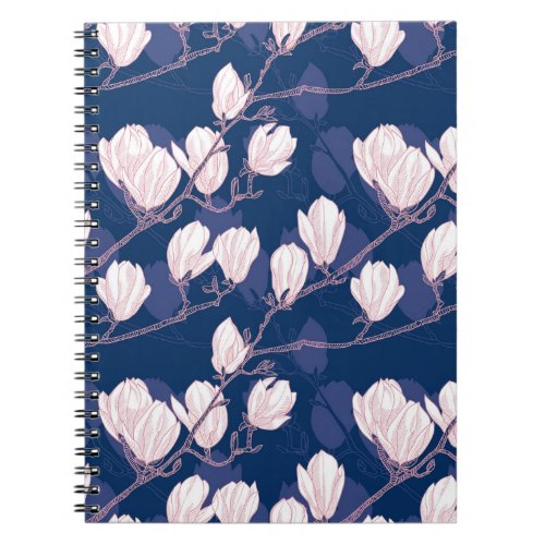 Magnolia Elegance Navy Spring Bloom Notebook