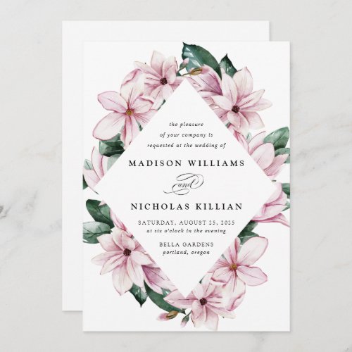 Magnolia  Eucalyptus  Floral Frame Wedding Invitation
