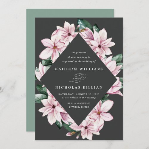 Magnolia  Eucalyptus  Floral Frame Wedding Invitation