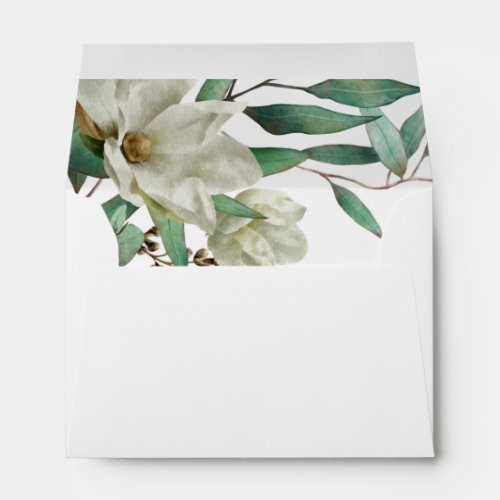 Magnolia Eucalyptus Watercolor Elegant Wedding Envelope