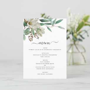 Magnolia Eucalyptus Watercolor Elegant Wedding Menu