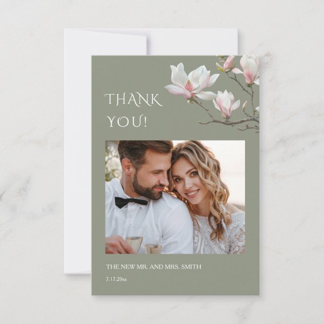 Magnolia Fine Art Flowers Wedding Thank You Card (Front)