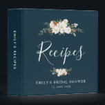 magnolia Floral blue bridal shower recipe book 3 Ring Binder<br><div class="desc">The design on this binder features watercolor magnolia flowers. The color and text can be personalized..</div>