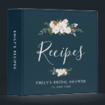 magnolia Floral blue bridal shower recipe book 3 Ring Binder<br><div class="desc">The design on this binder features watercolor magnolia flowers. The color and text can be personalized..</div>