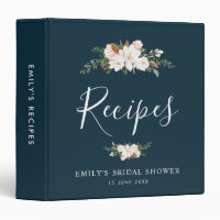 magnolia Floral blue bridal shower recipe book